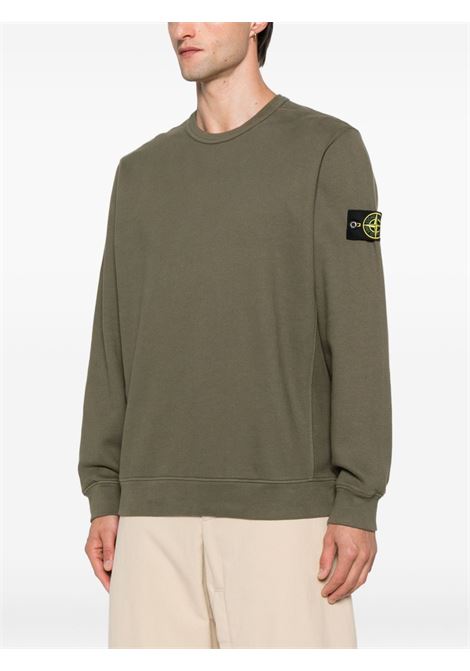 brushed organic cotton fleece sweatshirt man military green STONE ISLAND | K2S15 6100028 S0A20V0054
